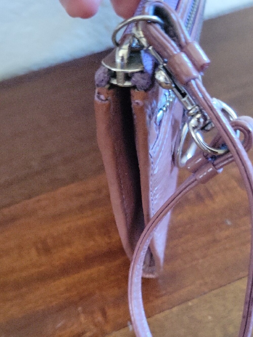 Coach Poppy Lavender Patent Zip Wallet with Silver Logo - Picture 14 of 16